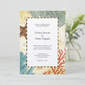 Nautical Caribbean Starfish Rustic Map en Coral Kaart (Staand voorkant)