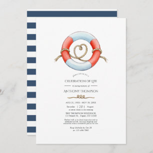 Nautical Celebration of Life Photo Invitation Kaart