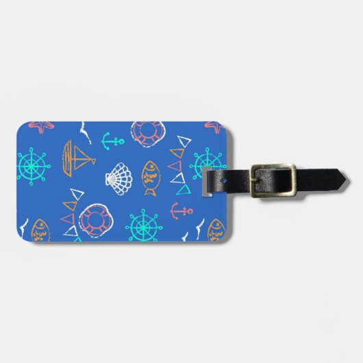 Nautical Chalk Drawing Pattern 1 Bagagelabel (Voorkant horizontaal)