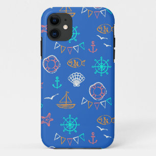 Nautical Chalk Drawing Pattern 1 iPhone 11 Hoesje