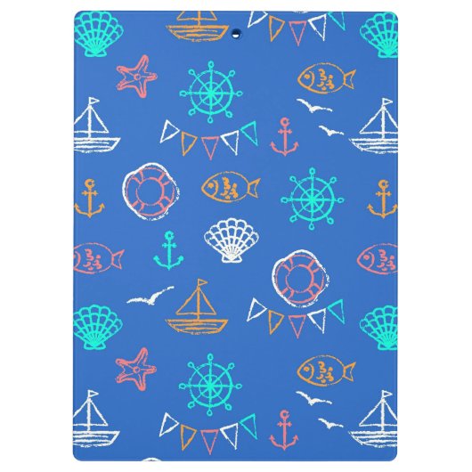 Nautical Chalk Drawing Pattern 1 Klembord (Achterkant)