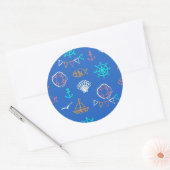 Nautical Chalk Drawing Pattern 1 Ronde Sticker (Envelop)
