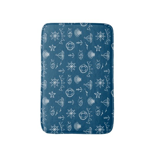 Nautical Chalk Drawing Pattern 2 Badmat (Voorkant Verticaal)