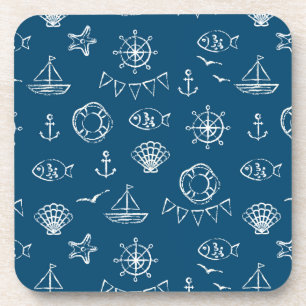 Nautical Chalk Drawing Pattern 2 Drankjes Onderzetter