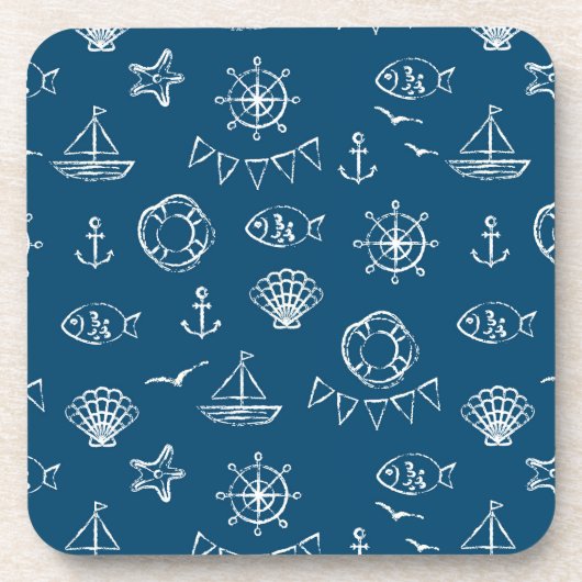 Nautical Chalk Drawing Pattern 2 Drankjes Onderzetter (Voorkant)