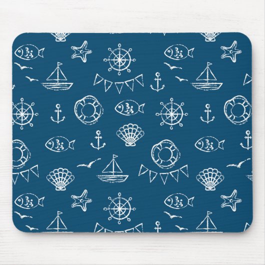 Nautical Chalk Drawing Pattern 2 Muismat (Voorkant)