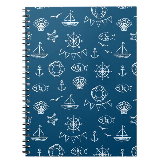 Nautical Chalk Drawing Pattern 2 Notitieboek (Voorkant)