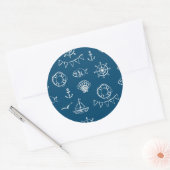 Nautical Chalk Drawing Pattern 2 Ronde Sticker (Envelop)