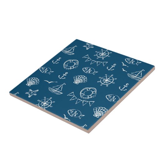 Nautical Chalk Drawing Pattern 2 Tegeltje (Zijkant)