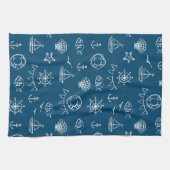 Nautical Chalk Drawing Pattern 2 Theedoek (Horizontaal)