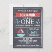 Nautical Chalkboard 1st Birthday Uitnodiging (Voorkant)