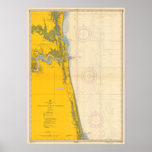 Nautical Chart Amelia Island St. Augustinus Poster (Voorkant)