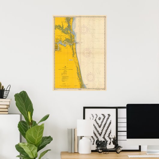  Nautical Chart Amelia Island St. Augustinus Poster (Thuiskantoor)