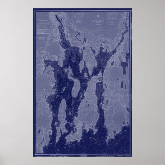 Nautical Chart Art Narragansett Bay Newport Map Poster (Voorkant)