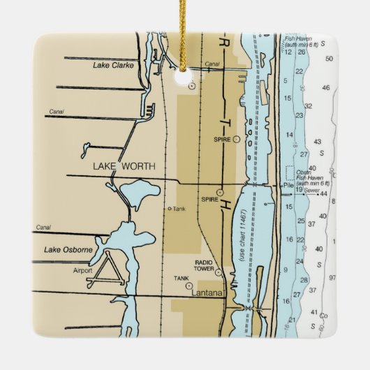 Nautical Chart Lake Worth Florida Keramisch Ornament (Achterkant)