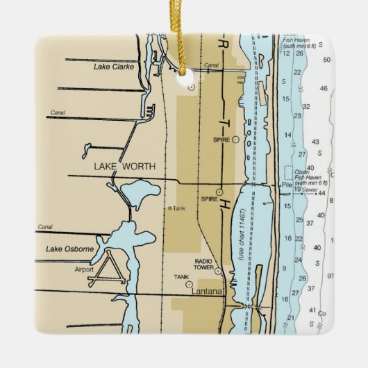 Nautical Chart Lake Worth Florida Keramisch Ornament (Voorkant)