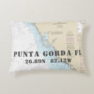 Nautical Chart Lengtegraad Punta Gorda FL Accent Kussen