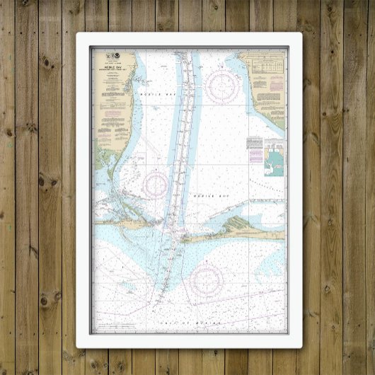 Nautical Chart Map 0f Mobile Bay, Alabama Poster