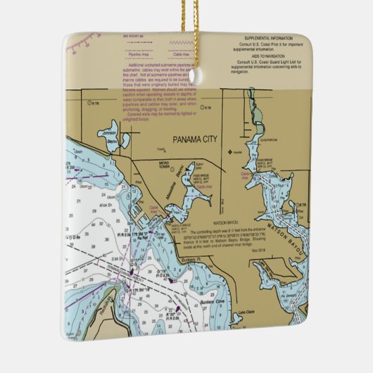 Nautical Chart Panama City FL Keramisch Ornament (Rechts)