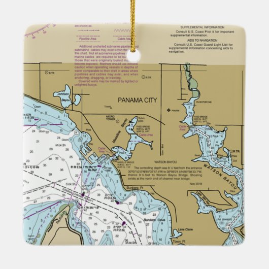 Nautical Chart Panama City FL Keramisch Ornament (Achterkant)