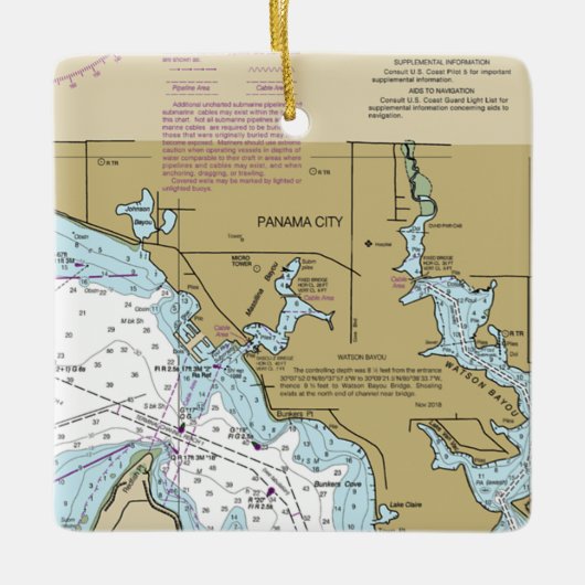 Nautical Chart Panama City FL Keramisch Ornament (Voorkant)