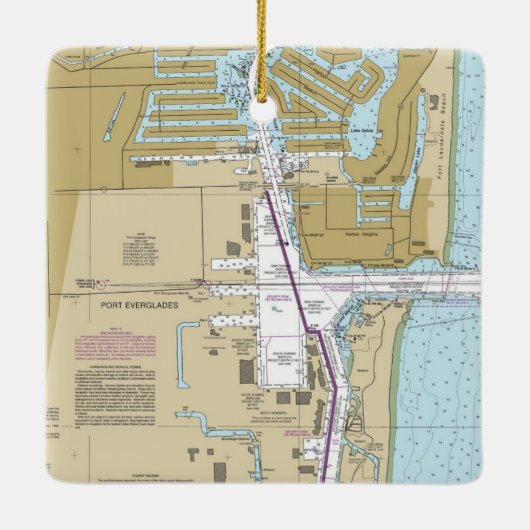 Nautical Chart Port Everglades Florida Keramisch Ornament (Achterkant)