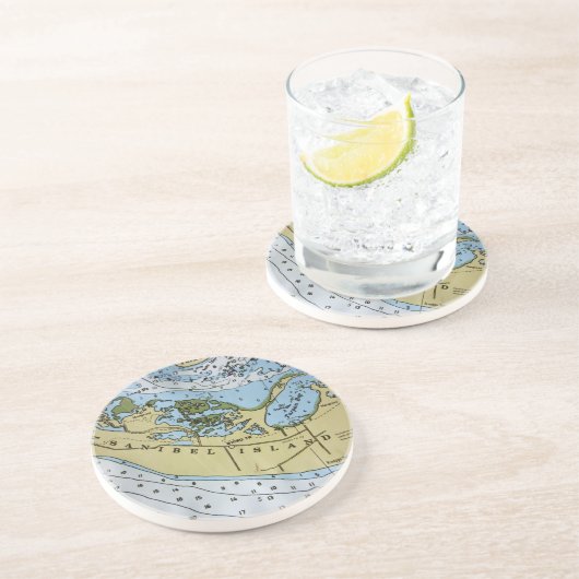 Nautical Chart Sanibel Zandsteen Onderzetter (Zijkant)