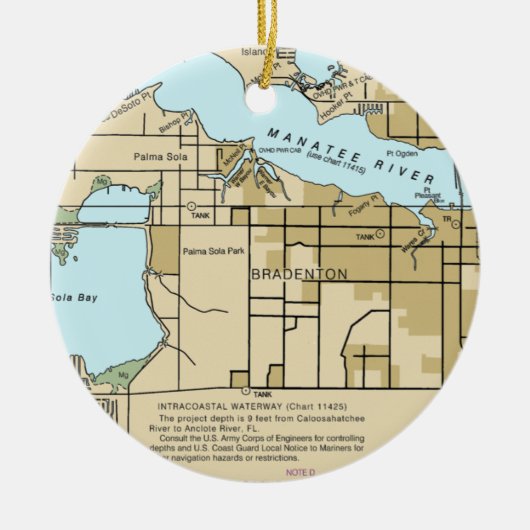 Nautical Chart van Bradenton FL Keramisch Ornament (Voorkant)