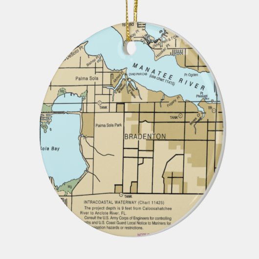Nautical Chart van Bradenton FL Keramisch Ornament (Links)