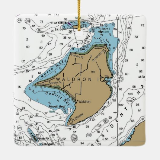 Nautical Chart Waldron Island Keramisch Ornament (Achterkant)
