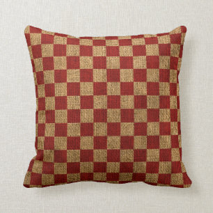 Nautical check in Rustic Red Kussen