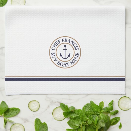 Nautical Chef Anchor Logo Kitchen Towel Theedoek (Gevouwen)