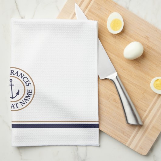 Nautical Chef Anchor Logo Kitchen Towel Theedoek (Quarter Fold)