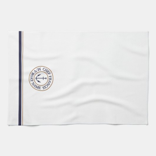 Nautical Chef Anchor Logo Kitchen Towel Theedoek (Horizontaal)