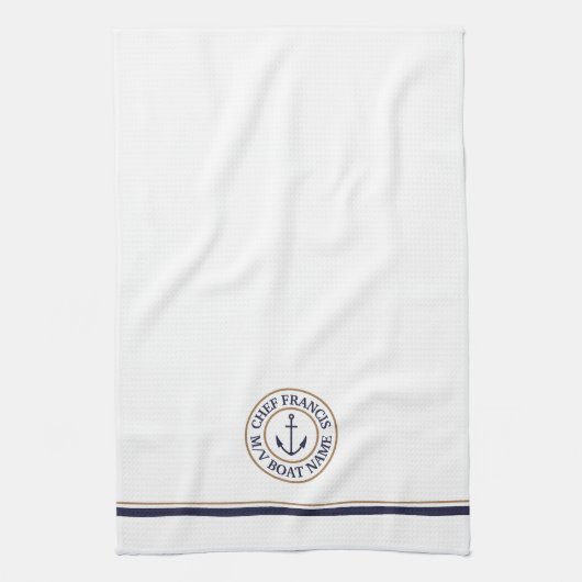 Nautical Chef Anchor Logo Kitchen Towel Theedoek (Verticaal)