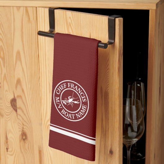 Nautical Chef Lobster Logo Kitchen Towel Theedoek (Derde Gevouwen)