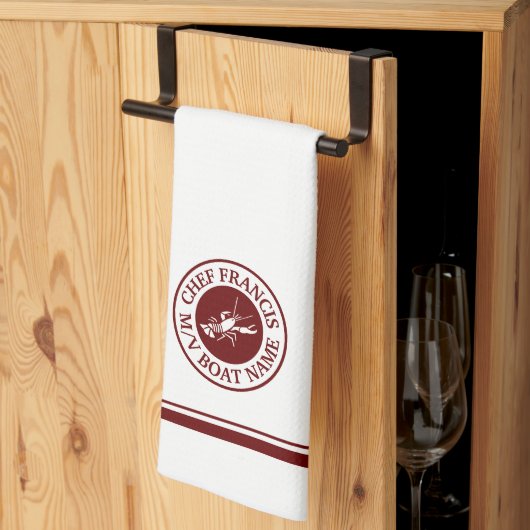 Nautical Chef Lobster Logo Kitchen Towel Theedoek (Derde Gevouwen)