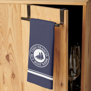 Nautical Chef Sailboot Logo Kitchen Towel Theedoek