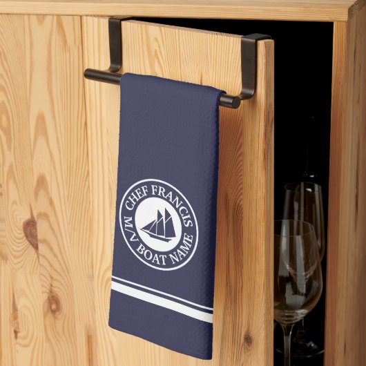 Nautical Chef Sailboot Logo Kitchen Towel Theedoek (Derde Gevouwen)
