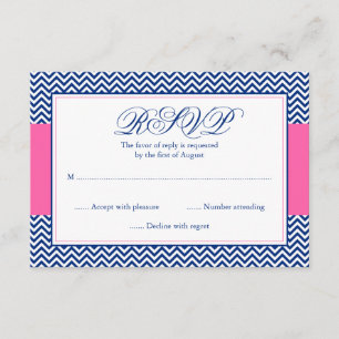 Nautical Chevron Anchor Blue Pink Bat Mitzvah RSVP