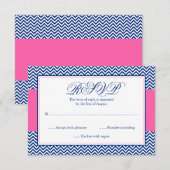 Nautical Chevron Anchor Blue Pink Bat Mitzvah RSVP Kaartje (Voorkant / Achterkant)