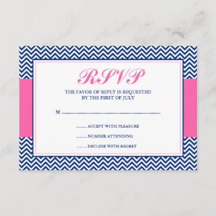 Nautical Chevron Anchor Blue roze reactiekaart RSVP Kaartje