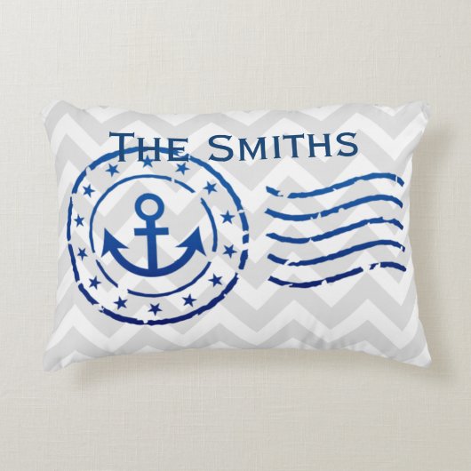 Nautical Chevron & Anchor Seal Accent Kussen (Voorkant)