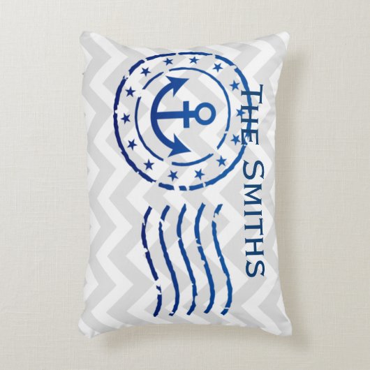 Nautical Chevron & Anchor Seal Accent Kussen (Voorkant(Verticaal))