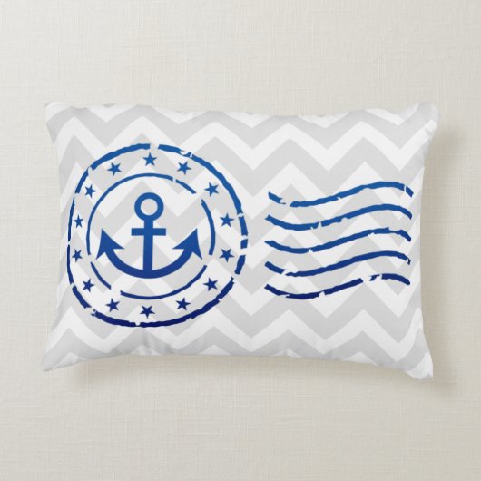 Nautical Chevron & Anchor Seal Accent Kussen (Achterkant)