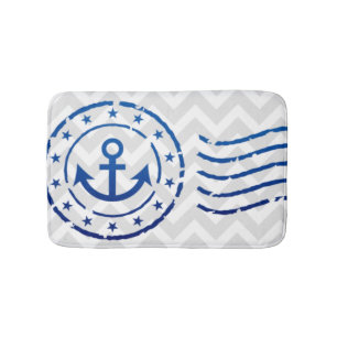 Nautical Chevron & Anchor Seal Badmat