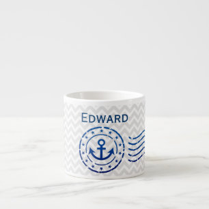 Nautical Chevron & Anchor Seal Espresso Kop