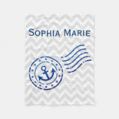 Nautical Chevron & Anchor Seal Fleece Deken (Voorkant)