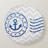 Nautical Chevron & Anchor Seal Rond Kussen (Achterkant)