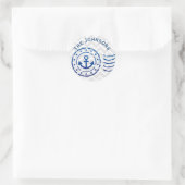 Nautical Chevron & Anchor Seal Ronde Sticker (Tas)